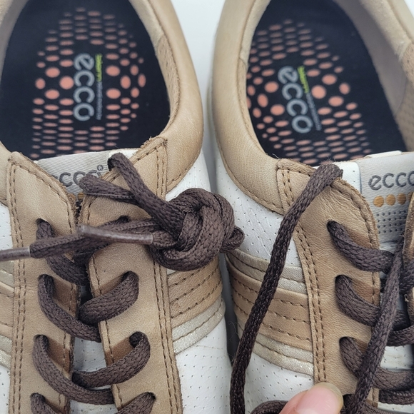 ECCO Women's Hydromax Tan White Golf Shoes Size 41 US 10 Round Toe - Picture 11 of 15